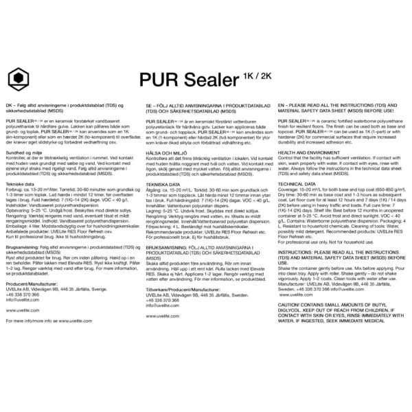 PUR SEALER PRODUKT LABEL TEKNISKE